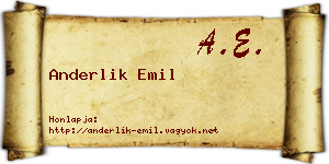 Anderlik Emil névjegykártya